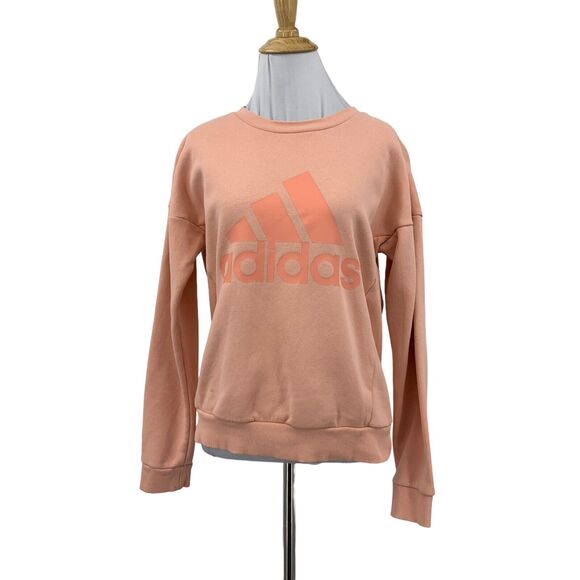 Adidas Sweatshirt Womens XS Extra Small Salmon Graphic Crew Neck Pullover *READ - Picture 1 of 11